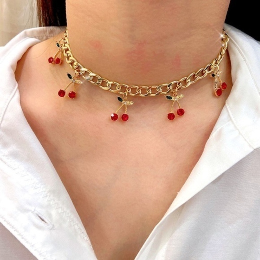 3/$30 💛 Rhinestone Cherry Choker - Picture 1 of 3